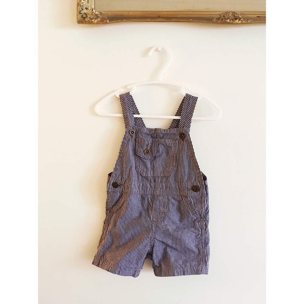 Vintage Wrangler Blue Pin Stripe Overall Shorts for Baby 6-9 Months 100% Cotton